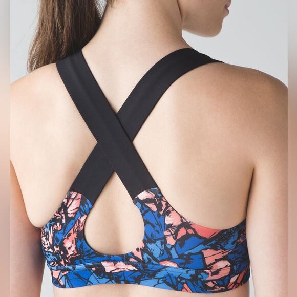 Lululemon All Sport Bra III Paint Storm Harbor Blue Luxtreme Cross Straps Size 8 - Picture 1 of 5